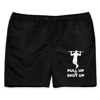 Klimmzug oder Klappe halten Calisthenics Fitness Gym - Männer Badeshorts - Schwarz - Vorne - AI Model Male 178 light (178cm)