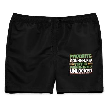 Schwiegermutter Retro Lustiger Schwiegervater - Männer Badeshorts - Schwarz - Vorne - AI Model Male 178 light (178cm)