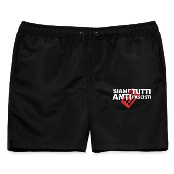 Siamo Tutti Antifascisti | Politisches Statement - Männer Badeshorts - Schwarz - Vorne - AI Model Male 178 light (178cm)