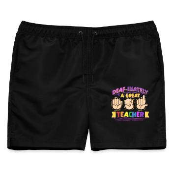 ASL Dolmetscher Deaf-Inately A Great Teacher - Männer Badeshorts - Schwarz - Vorne - AI Model Male 178 light (178cm)
