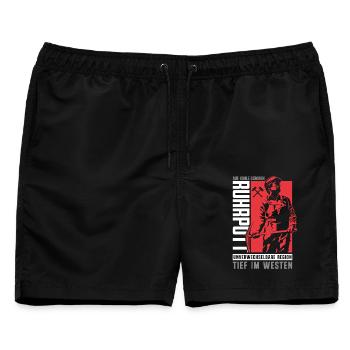 Tief im Westen Ruhrgebiet Silhouette - Männer Badeshorts - Schwarz - Vorne - AI Model Male 178 light (178cm)