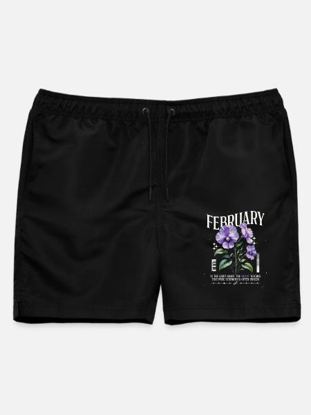 Februar Veilchen Geburtsblume - Männer Badeshorts - Schwarz