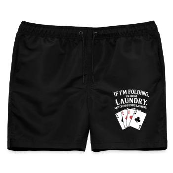 Wenn ich falte, wasche ich Wäsche - Männer Badeshorts - Schwarz - Vorne - AI Model Male 178 light (178cm)