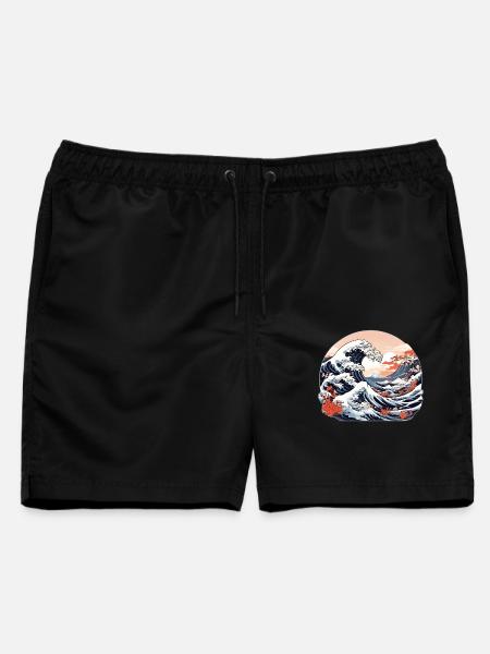 Große Welle von Kanagawa - Männer Badeshorts - Schwarz