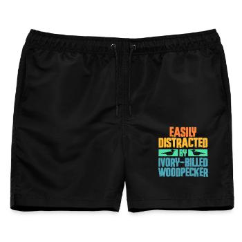 Elfenbein Specht Vogelbeobachter - Männer Badeshorts - Schwarz - Vorne - AI Model Male 178 light (178cm)