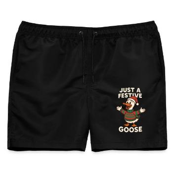 Nur eine festliche Weihnachtsgans - Männer Badeshorts - Schwarz - Vorne - AI Model Male 178 light (178cm)