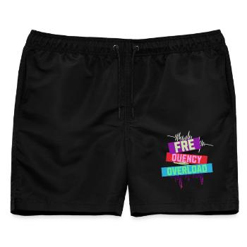 Frequency Overload Rave EDM - Männer Badeshorts - Schwarz - Vorne - AI Model Male 178 light (178cm)
