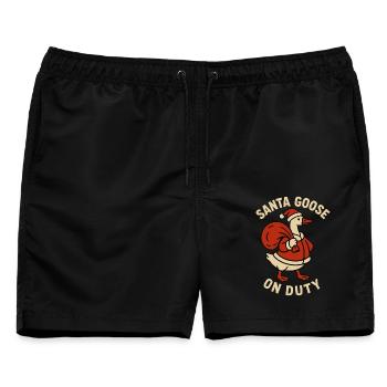 Lustige Weihnachtsgans im Dienst Weihnachtsgans - Männer Badeshorts - Schwarz - Vorne - AI Model Male 178 light (178cm)