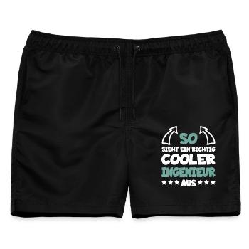 Richtig Cooler Ingenieur Lustiger Spruch Geschenk - Männer Badeshorts - Schwarz - Vorne - AI Model Male 178 light (178cm)