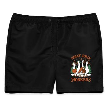 Weihnachten Gans Holly Jolly Honkers Family Fun - Männer Badeshorts - Schwarz - Vorne - AI Model Male 178 light (178cm)