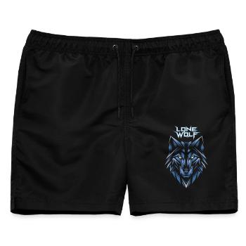 Lone Wolf Eisgeometrie Logo - Männer Badeshorts - Schwarz - Vorne - AI Model Male 178 light (178cm)
