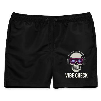 Crâne Neon Vibe Check – Skull Edition - Männer Badeshorts - Schwarz - Vorne - AI Model Male 178 light (178cm)