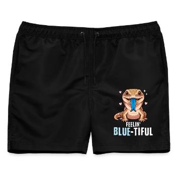 Blauzungenskink Reptilienechse - Männer Badeshorts - Schwarz - Vorne - AI Model Male 178 light (178cm)