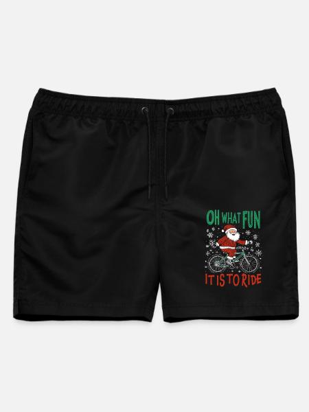 LUSTIGER WEIHNACHTSMANN FAHRRAD WEIHNACHTSGESCHENK - Männer Badeshorts - Schwarz