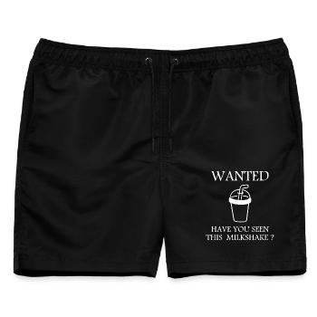 Wanted Milkshake Shirt – Lustiges Getränk Motiv - Männer Badeshorts - Schwarz - Vorne - AI Model Male 178 light (178cm)
