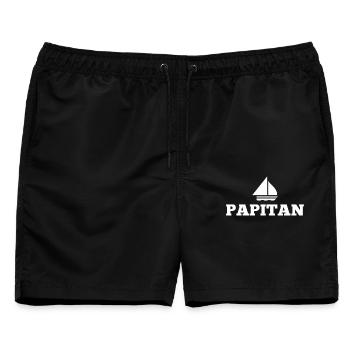 Papitän Vatertag bester Papa Anker - Männer Badeshorts - Schwarz - Vorne - AI Model Male 178 light (178cm)