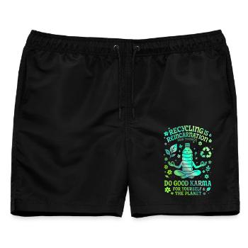 Recycling ist die Reinkarnation der Dinge - Männer Badeshorts - Schwarz - Vorne - AI Model Male 178 light (178cm)