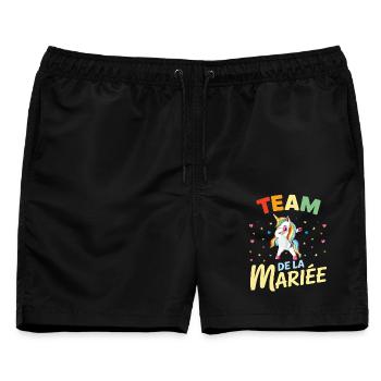 Team Braut Einhorn Dabbing Junggesellenabschied Humor - Männer Badeshorts - Schwarz - Vorne - AI Model Male 178 light (178cm)