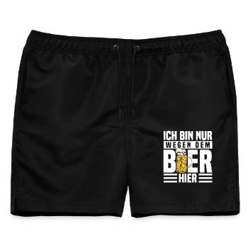 Ich Bin Nur Wegen Dem Bier Hier - Männer Badeshorts - Schwarz - Vorne - AI Model Male 178 light (178cm)