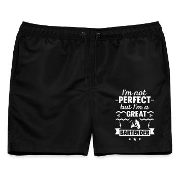 Ich bin nicht perfekt, aber ich bin ein großartiger Barkeeper - Männer Badeshorts - Schwarz - Vorne - AI Model Male 178 light (178cm)