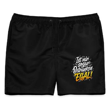 Betrunken Egal Spruch Party Modern Handlettering - Männer Badeshorts - Schwarz - Vorne - AI Model Male 178 light (178cm)