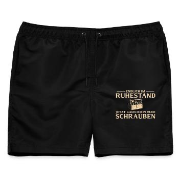 Handwerker im Ruhestand - In Ruhe Schrauben - Männer Badeshorts - Schwarz - Vorne - AI Model Male 178 light (178cm)