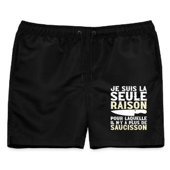 Le Saucisson c'est La Vie - Humor Apéro Cadeau - Männer Badeshorts - Schwarz - Vorne - AI Model Male 178 light (178cm)