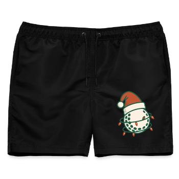 Lustiger Golfball Weihnachten Weihnachtsmann Hut Design - Männer Badeshorts - Schwarz - Vorne - AI Model Male 178 light (178cm)