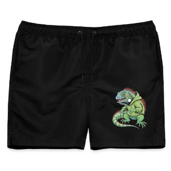 Cooler Leguan Mit Hoodie - Männer Badeshorts - Schwarz - Vorne - AI Model Male 178 light (178cm)
