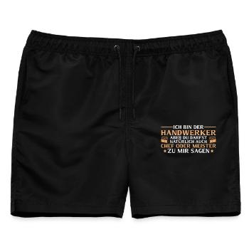 Handwerker Chef oder Meister - Heimwerker - Männer Badeshorts - Schwarz - Vorne - AI Model Male 178 light (178cm)