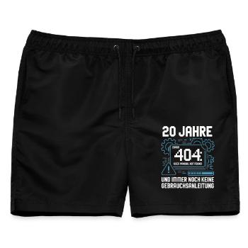 20 Jahre Technik 404 Fehler - Männer Badeshorts - Schwarz - Vorne - AI Model Male 178 light (178cm)