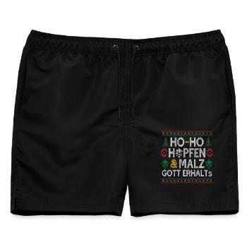 HO-HO HOPFEN UND MALZ GOTT ERHALTS BIER WEIHNACHTS - Männer Badeshorts - Schwarz - Vorne - AI Model Male 178 light (178cm)
