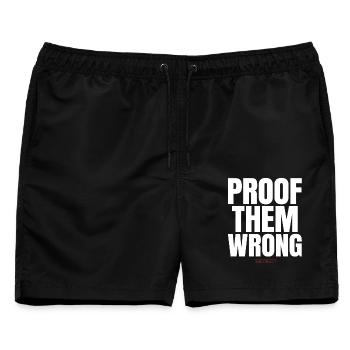 Beweise dafür, dass sie falsch liegen - Männer Badeshorts - Schwarz - Vorne - AI Model Male 178 light (178cm)