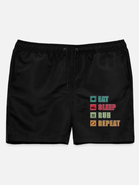Eat Sleep Run Repeat – Aktiv-Lifestyle Shirt - Männer Badeshorts - Schwarz