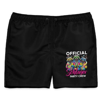 Official Schlager Party Crew - Männer Badeshorts - Schwarz - Vorne - AI Model Male 178 light (178cm)