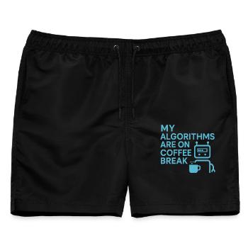 My algorithms are on coffee break - Männer Badeshorts - Schwarz - Vorne - AI Model Male 178 light (178cm)