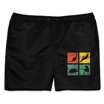 Dinosaurier Dino Dinos Tyrannosaurus Triceratops - Männer Badeshorts - Schwarz - Vorne - AI Model Male 178 light (178cm)