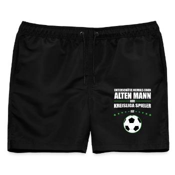 Alter Mann - Kreisliga Spieler | Retro Vintage - Männer Badeshorts - Schwarz - Vorne - AI Model Male 178 light (178cm)