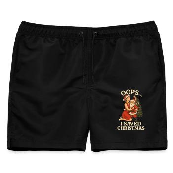 Oops I Saved Christmas - Männer Badeshorts - Schwarz - Vorne - AI Model Male 178 light (178cm)