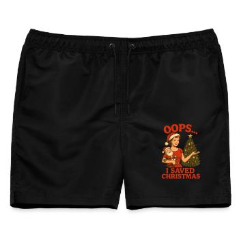 Oops I Saved Christmas - Männer Badeshorts - Schwarz - Vorne - AI Model Male 178 light (178cm)