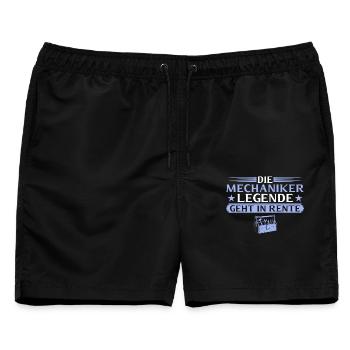 Rentner_Mechaniker_Legende_in_Rente - Männer Badeshorts - Schwarz - Vorne - AI Model Male 178 light (178cm)
