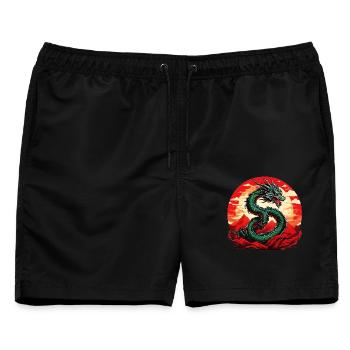 Japanischer Drachen  - Männer Badeshorts - Schwarz - Vorne - AI Model Male 178 light (178cm)