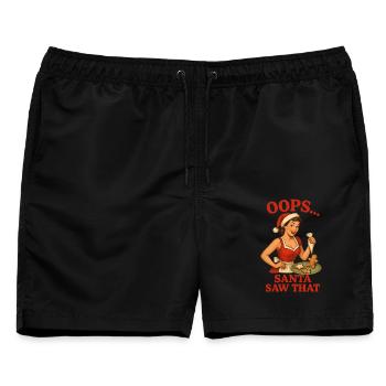 Oops Santa Saw That - Männer Badeshorts - Schwarz - Vorne - AI Model Male 178 light (178cm)