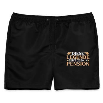 Pensionär 2026 Legende in Pension - Männer Badeshorts - Schwarz - Vorne - AI Model Male 178 light (178cm)
