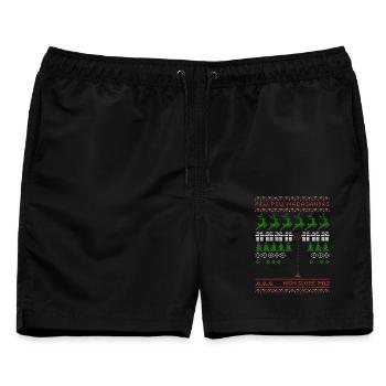 Pew Pew Madasantas | Ballerspiel | ugly christmas - Männer Badeshorts - Schwarz - Vorne - AI Model Male 178 light (178cm)
