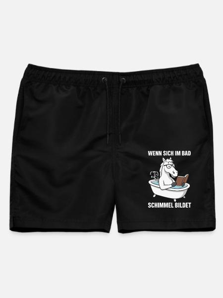 Badlesendes Pferd mit Schimmelwitz - Männer Badeshorts - Schwarz