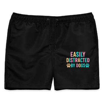 Leicht ablenkbar durch Hunde - Männer Badeshorts - Schwarz - Vorne - AI Model Male 178 light (178cm)