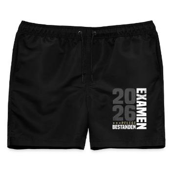 Pflege Examen Bestanden - Männer Badeshorts - Schwarz - Vorne - AI Model Male 178 light (178cm)