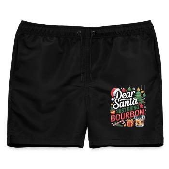 Dear Santa Bring Bourbon Weihnachtsshirt - Männer Badeshorts - Schwarz - Vorne - AI Model Male 178 light (178cm)