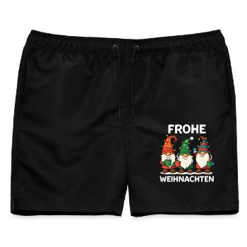 Frohe Weinachten Zwerge Lustiges Christmas Motiv - Männer Badeshorts - Schwarz - Vorne - AI Model Male 178 light (178cm)